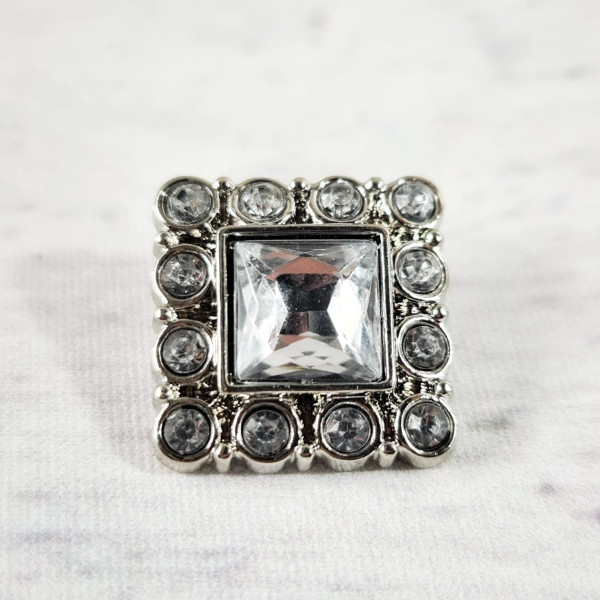 1 Knopf | Kunststoff | Öse | ca.20mm x 20mm | glamour | silber