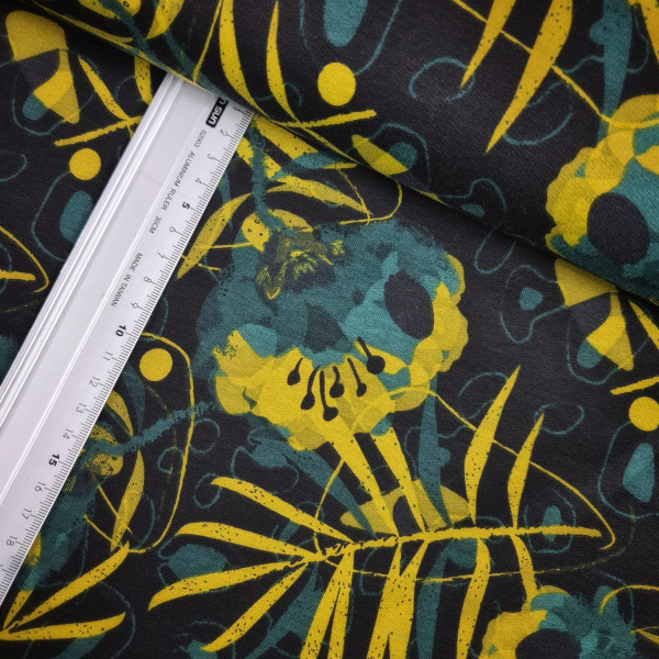 Sommersweat | French Terry | bedruckt | floral | petrol/bunt