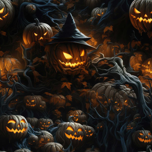 Sommersweat | French Terry | bedruckt | witch pumpkins | schwarz