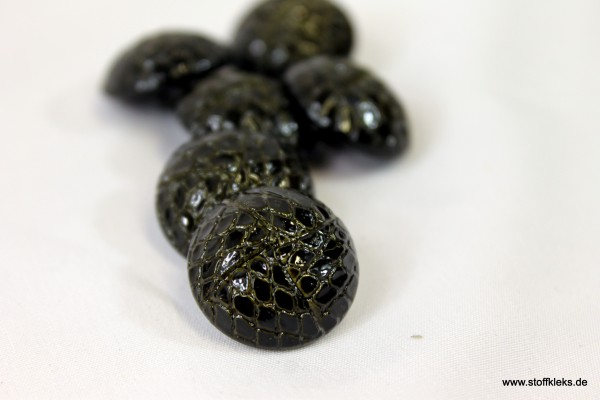 5 schwarz-grüne Knöpfe in Schlangenoptik | mit Öse | ca 2cm