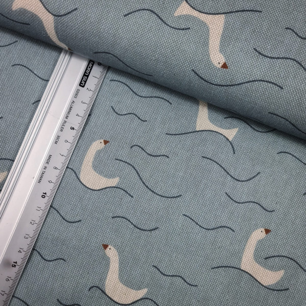 Canvas | Baumwolle | bedruckt | Gänse | hellblau