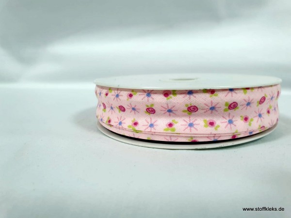 Schrägband/Einfassband | 20mm | Baumwolle | Blümchen pink | 3m