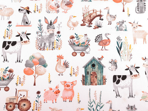 Baumwolle | bedruckt | farm live | weiß