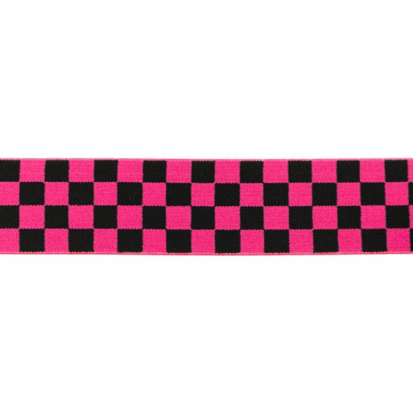 Gummiband | Karo | fuchsia | 4cm