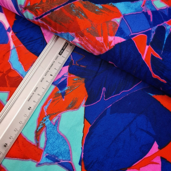 Viskose | bedruckt | floral abstrakt | blau/bunt