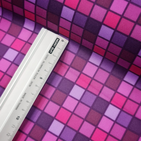 Outdoorstoff | bedruckt | squares | lila/pink