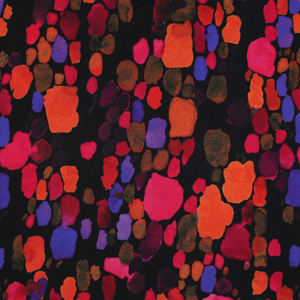 Viskose Satin | bedruckt | abstract | schwarz/bunt