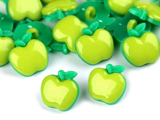 5 Knöpfe | Kunststoff | Apfel | grün | 18mm | zusammengesteckt