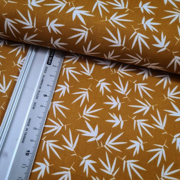 Baumwolle | bedruckt | Farn | senf