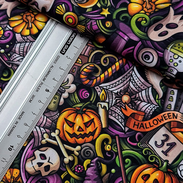Baumwolle | bedruckt | Halloween | schwarz/bunt
