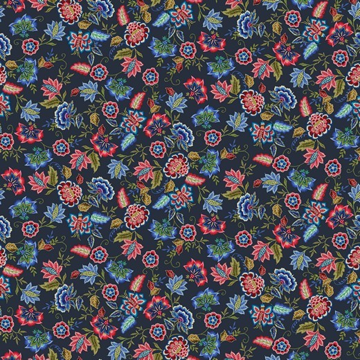 Jersey | bedruckt | bunte Blumen | stitched | marine
