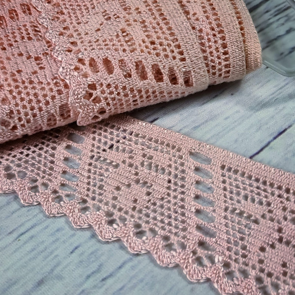 Häkelborte | mercerierte Baumwolle/Leinen | 45mm | rosa