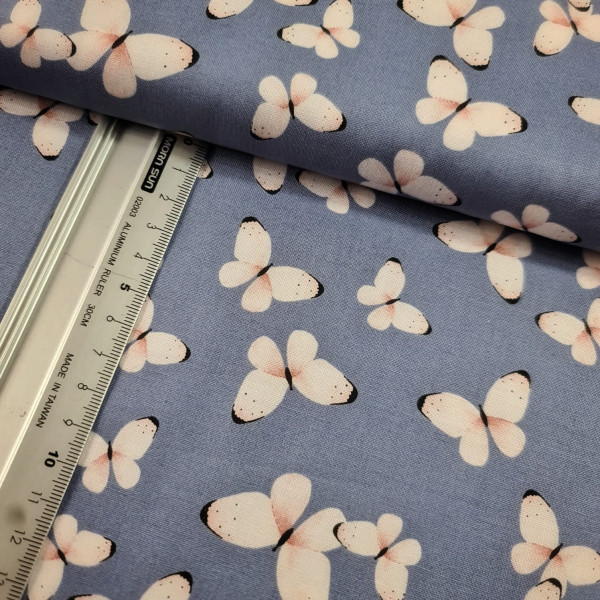 Baumwolle | bedruckt | Schmetterlinge | jeans blau