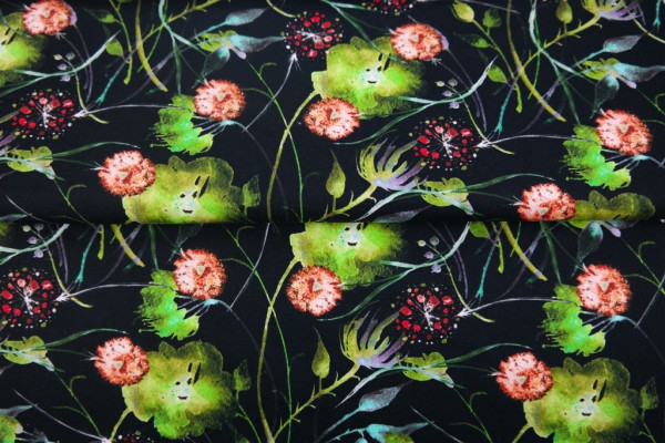 Jersey | bedruckt | Enchanted Garden | schwarz