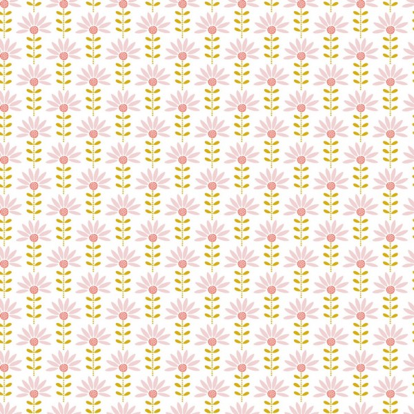 beschichtete Baumwolle / Wachstuchstück | graphic flowers | weiß