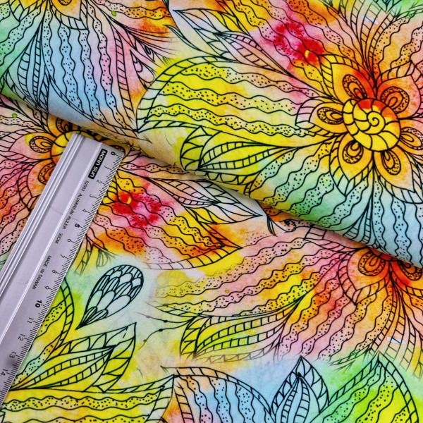 Viskose | bedruckt | Mandala Blumen | bunt