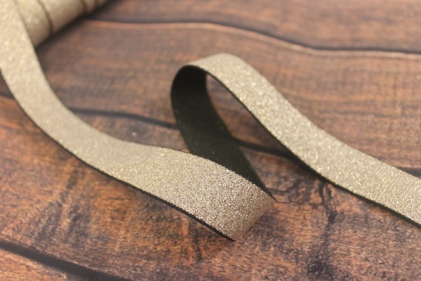 Gummiband | silber/gold | Glitzer | 2cm
