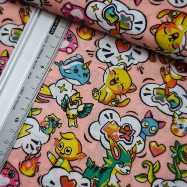 Baumwolle | bedruckt | cute | rosa/bunt