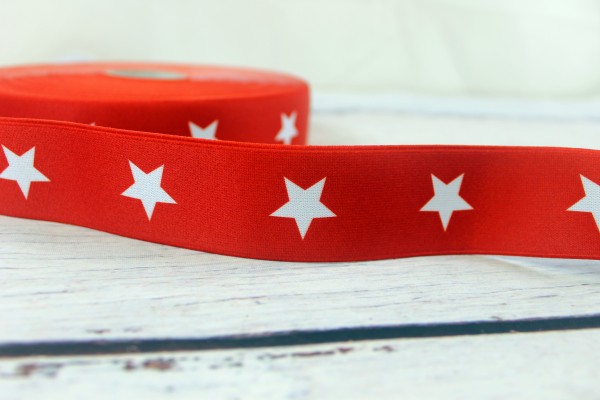 Gummiband | Sterne | rot/weiss | 4cm