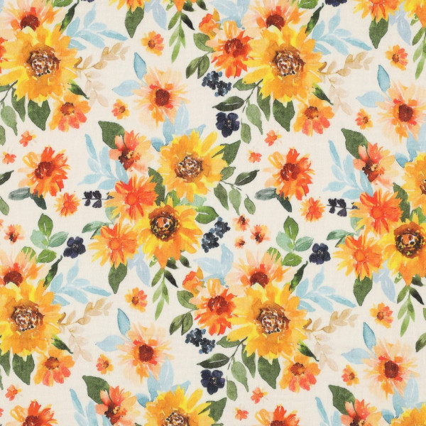 Baumwolle | double gauze/Musselin | Flowers | weiß