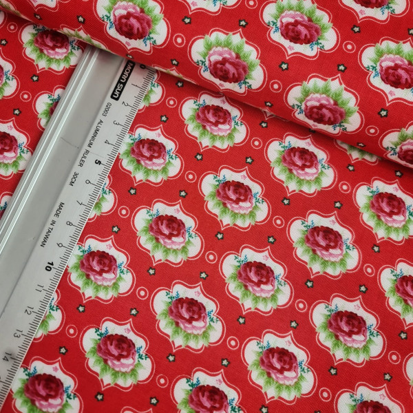 Baumwolle | bedruckt | Rosen | rot