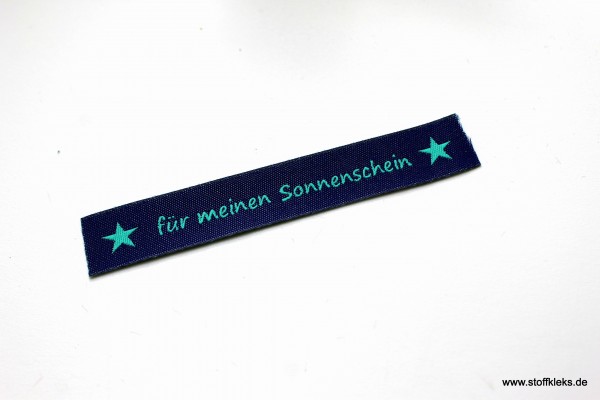 Applikation | Label | für meinen Sonnenschein | dunkelblau mit petrol | 1,5 cm