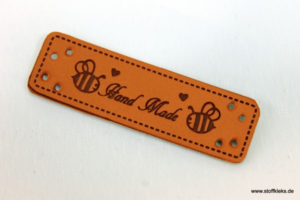 Label | Applikation | Lederimitat | 5x Bienen handmade