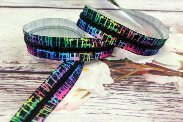 Nylon-Reißverschluss | endlos | Spirale 6mm | Kritzel | schwarz/bunt