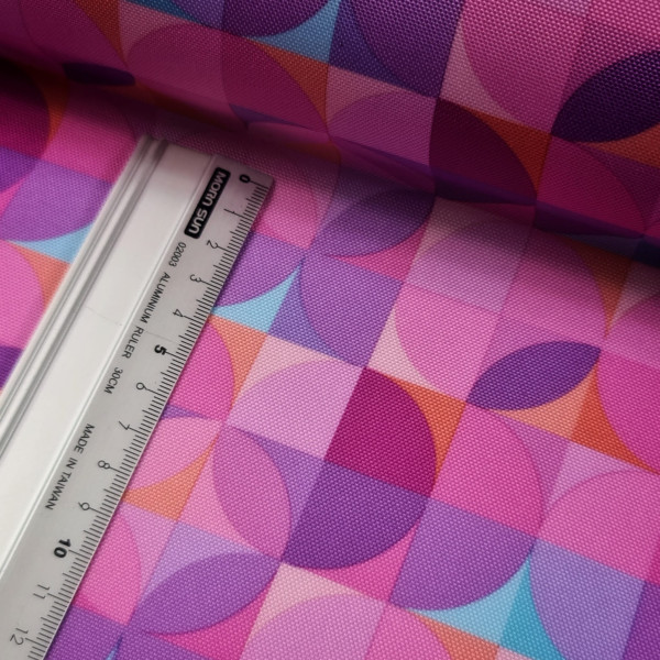 Outdoorstoff | bedruckt | retro | rosa/bunt