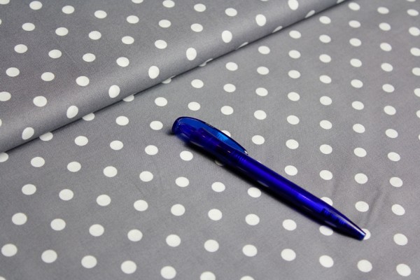 Baumwolle | bedruckt | 8mm Punkte | grau/weiss