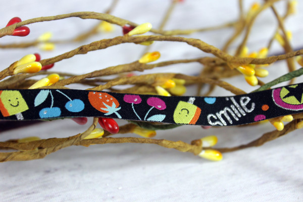 Webband | SMILE | schwarz/bunt/Glitzer
