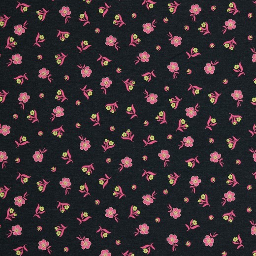 Jersey | bedruckt | neon sweet flowers | indigo melange