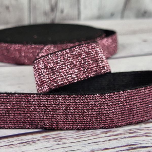 Gummiband | Lurex | dunkel rosa | 2,5 cm