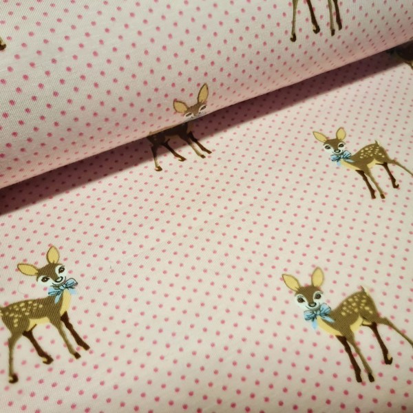 Jersey | bedruckt | fawn with ribbon | hellrosa/gepunktet
