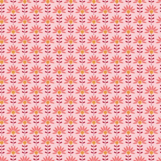 beschichtete Baumwolle / Wachstuchstück | graphic flowers | rosa
