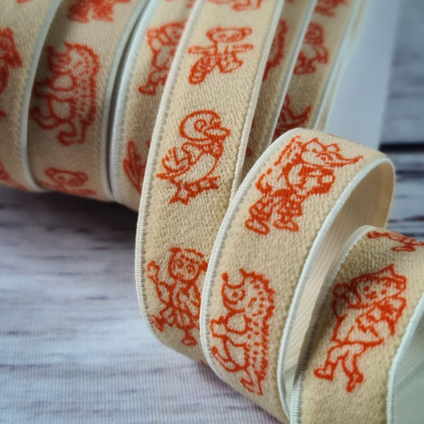 Gummiband | 18mm | Tiere | hellgelb/orange