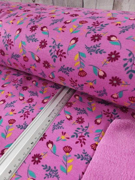 Alpenfleece | bedruckt | Blumen & Zweige | pink