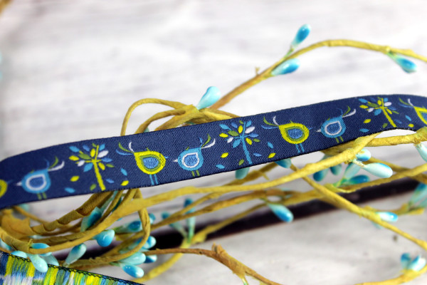 Webband | Paradiesvogel | rauchblau/bunt