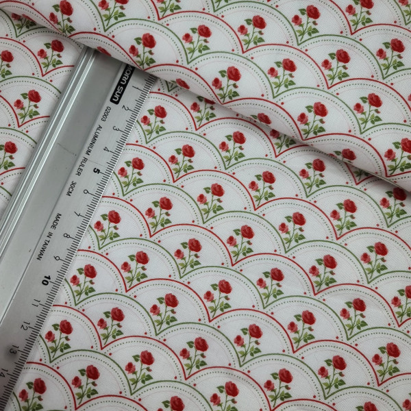 Baumwolle | bedruckt | Rosen | weiß