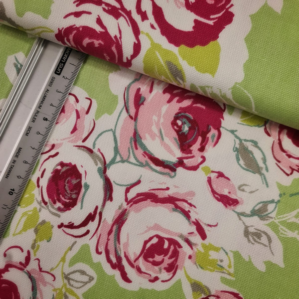 Canvas | Baumwolle | bedruckt | painted roses | grün