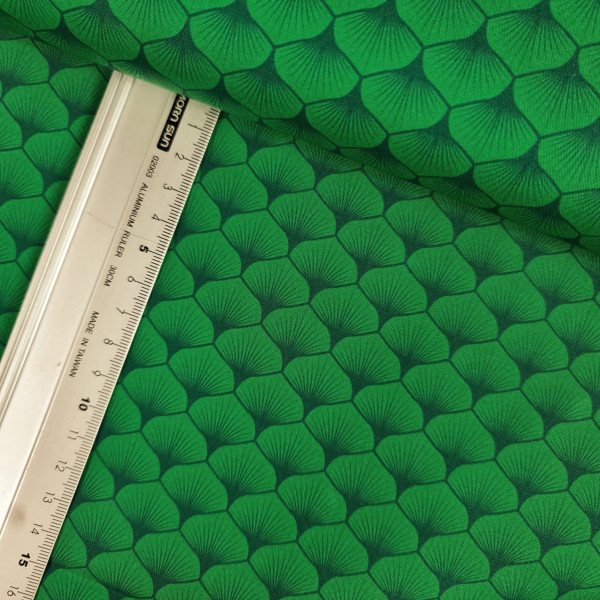 Baumwolle | bedruckt | Leaves | grün auf dunkelgrün