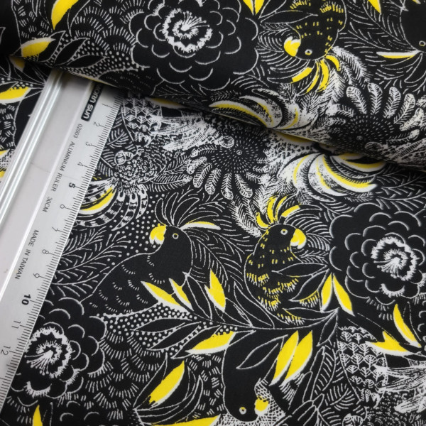 Baumwolle | bedruckt | bird | schwarz