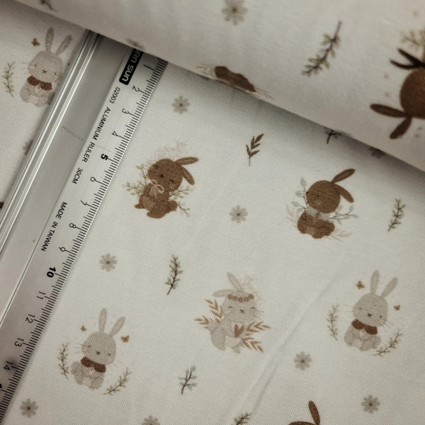 Jersey | bedruckt | süßes Häschen | creme