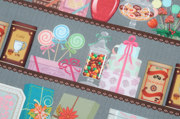 Baumwolle | bedruckt | Patchwork | candy store | grau