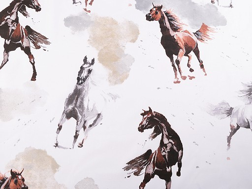 Baumwolle | bedruckt | beaux chevaux | weiss