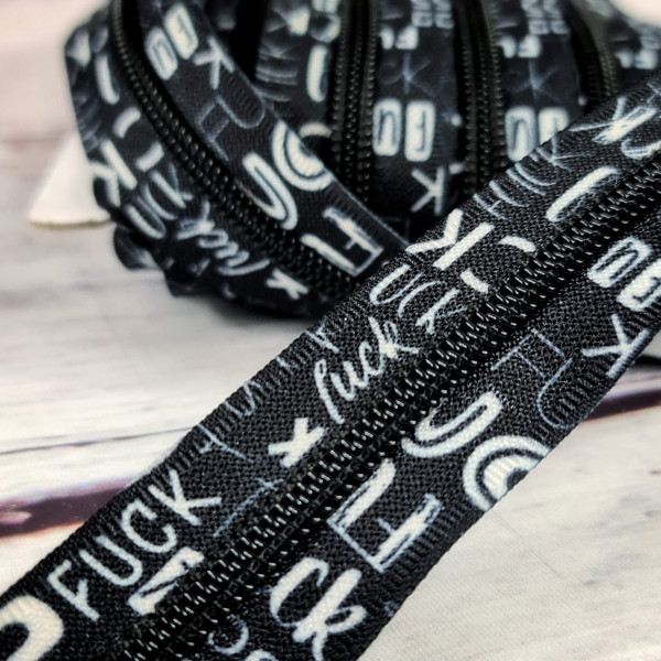 Nylon-Reißverschluss | endlos | Spirale 5mm | Fuck | schwarz/weiß