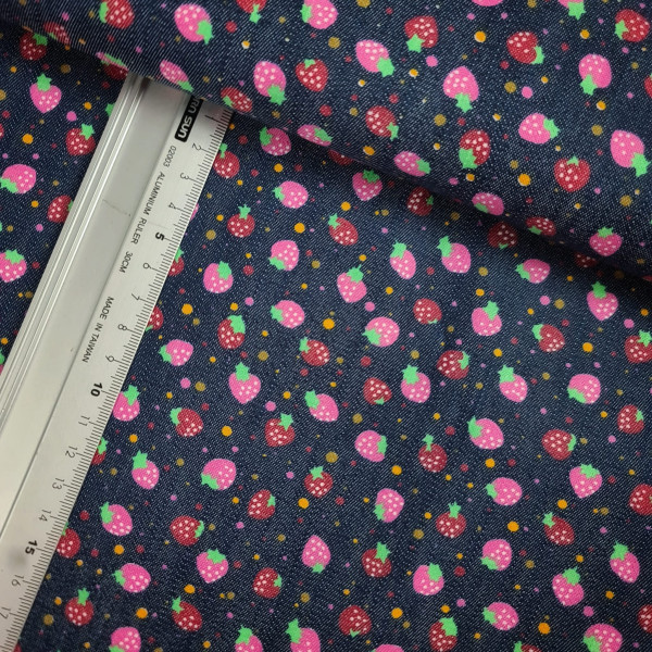 Stretch Jeans | bedruckt | Beeren | blau