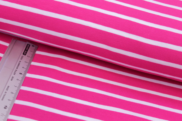 Jersey | bedruckt | Streifen ca. 1,5cm + 0,5cm | pink + weiß