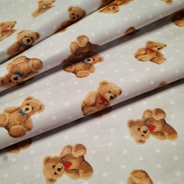 beschichtete Baumwolle / Wachstuchstück | Teddys | hellgrau