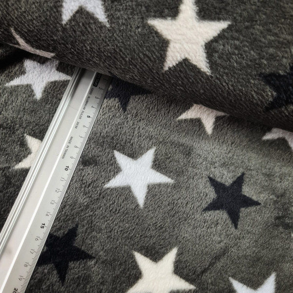 Wellnessfleece | bedruckt | Sterne | grau
